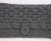 Gray Crocheted Clutch with Weave Design