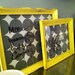 Yellow and Gray Dry Erase message board. Dwell Studio Dotscape fabric.  Shabby Chic Distressed Memo or Note Board Custom 11x13
