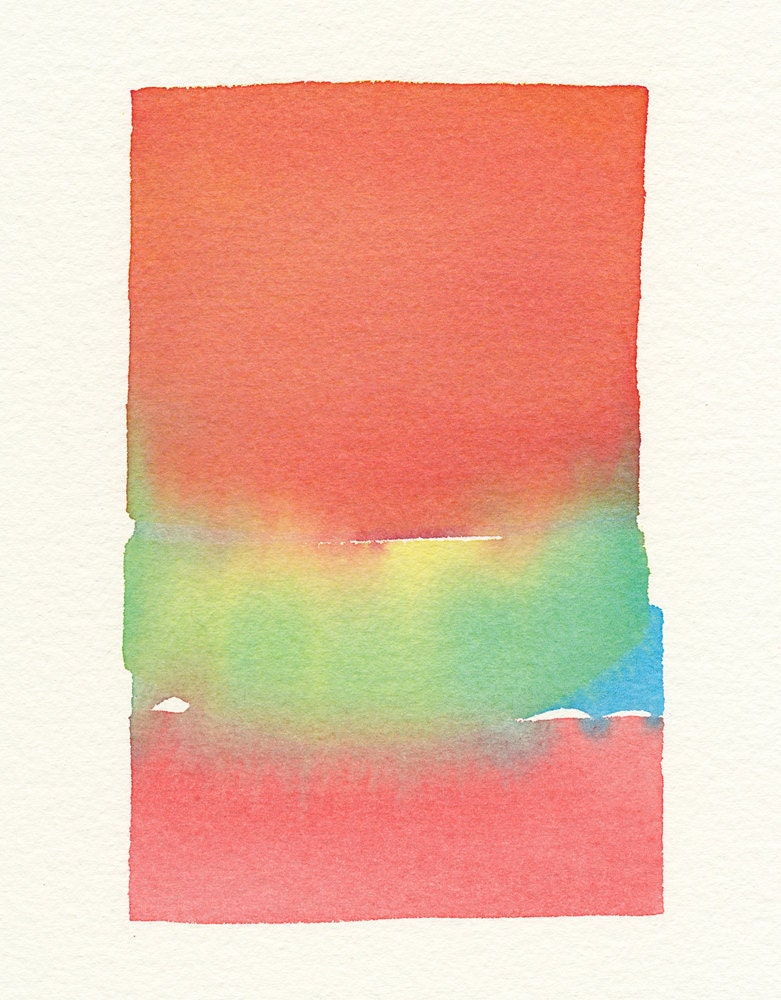 a soft primary color fade original small watercolor painting