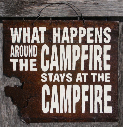 Rustic Cabin Campfire Antique Metal Sign
