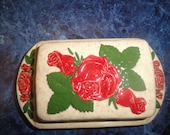 ON SALE Soap Dish with Red Rose