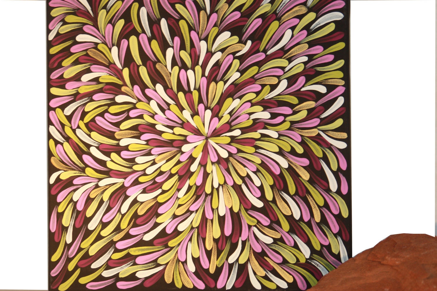 Painting, Fuchsia and Green, Aboriginal Inspired, 12 x12