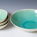 Large Turquoise and White Ceramic Bread Bowl 9 3/4 inches - great gift for bakers for rising bread