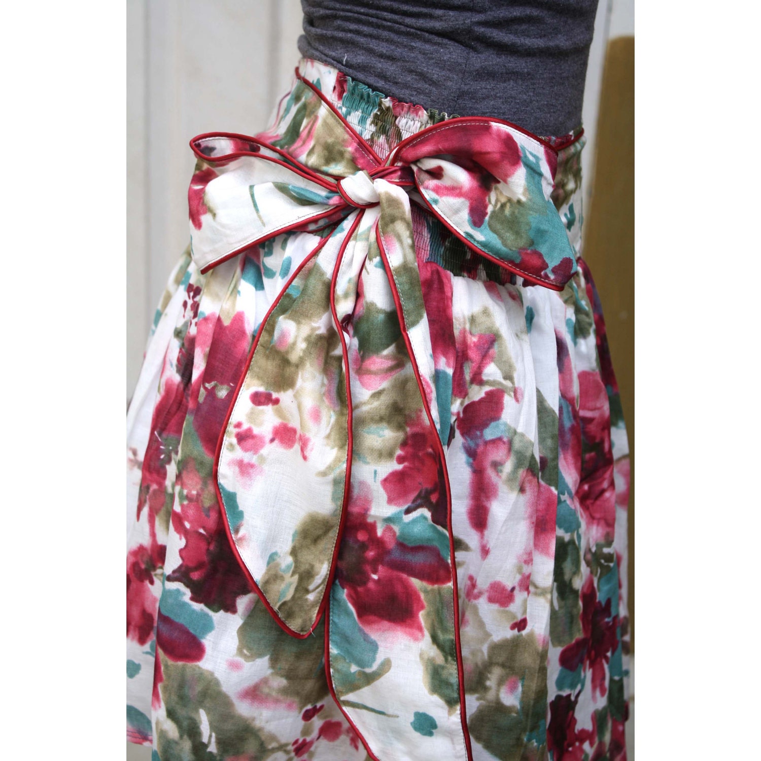ON SALE Spring Blueberry Splash Abstract Floral Mini Skirt