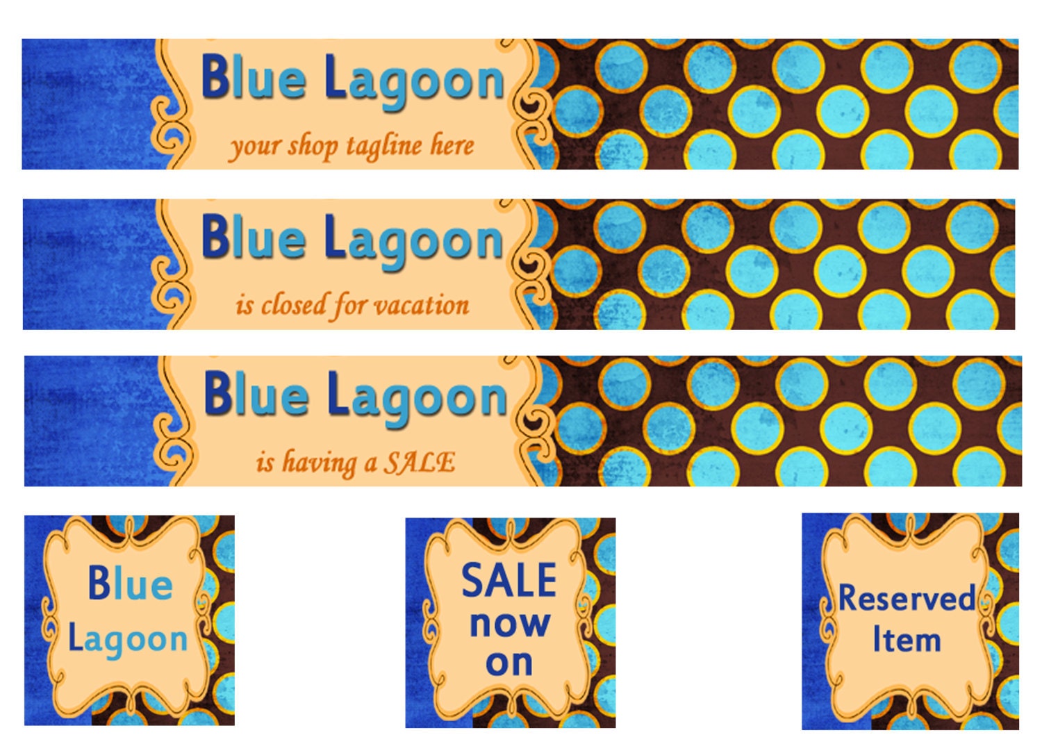 Blue Lagoon Etsy Shop Banners, avatars, full shop set