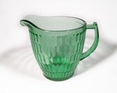 Sweet Green Transparent Depression Glass Pitcher