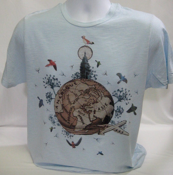 ON SALE-Short Sleeve Unisex Tee Shirt- Alternative Apparel Slub Crew With Original On Top Of The World Design