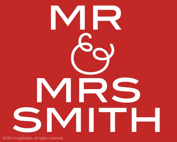 Mr & Mrs Smith - 11x14" - Customizable - Wedding Photo Prop