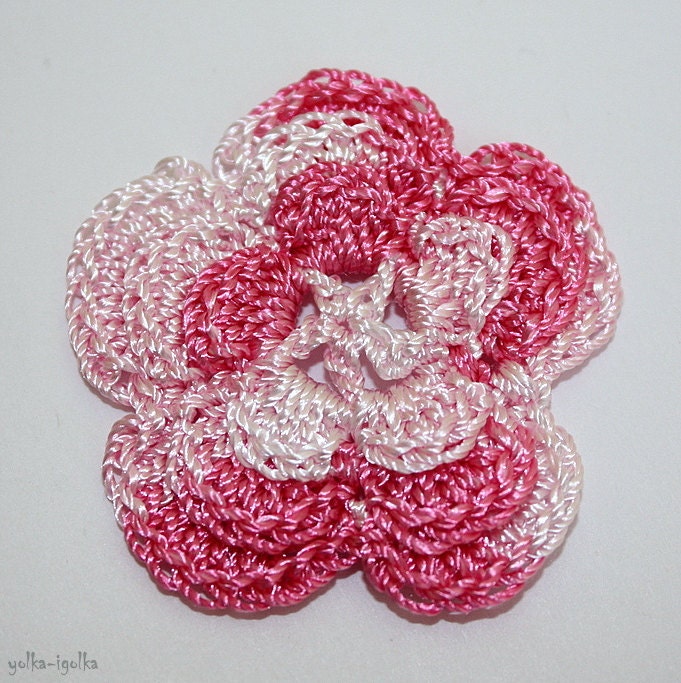 Beautiful pink melange crochet motifs. Set of 6.