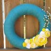 Sunny Side of Spring -Easter Wreath-Spring Decor- 12 inch Aqua Blue Yarn Felt Flower Spring Wreath