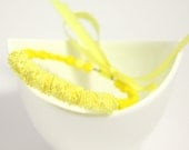 Childrens bracelet in pastel colors made of ruffled ribbon and beads, listing is for ONE bracelet