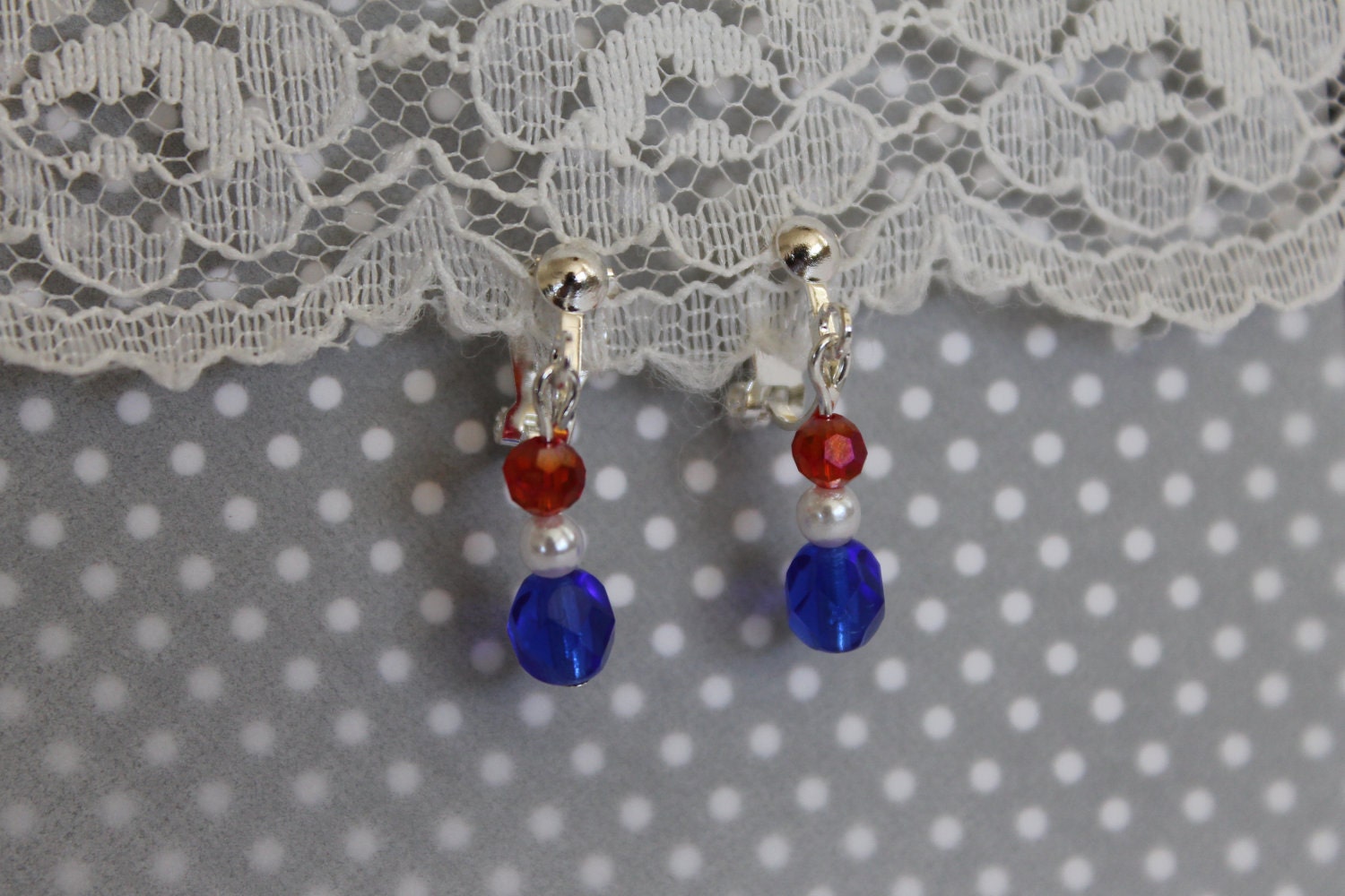 lil' miss america clip-on (or pierced) earrings