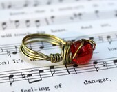 Carmen -  Wire Wrapped Bead Ring - Size 5.5- READY to SHIP