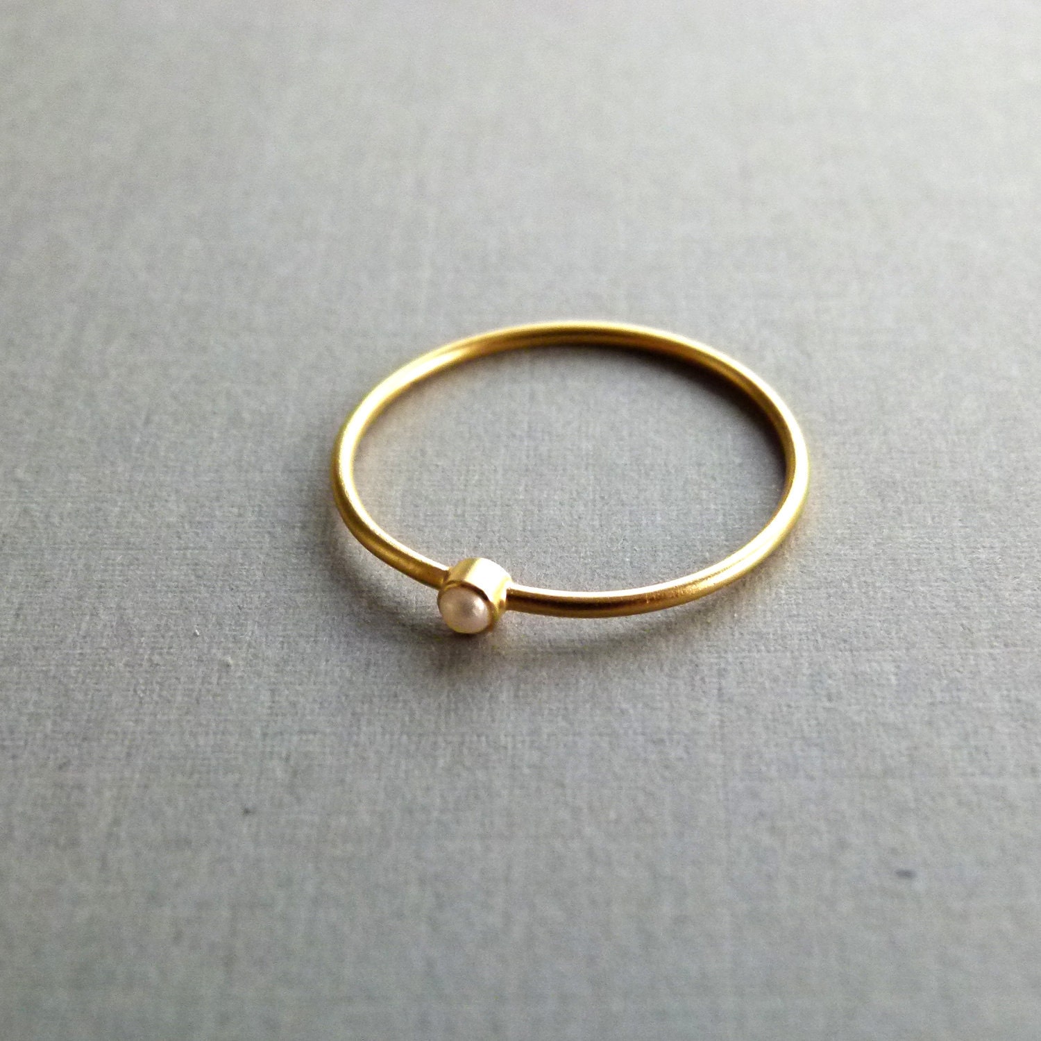 14k Gold Ring - Gold pearl ring - Delicate Gold Ring - Engagement Ring