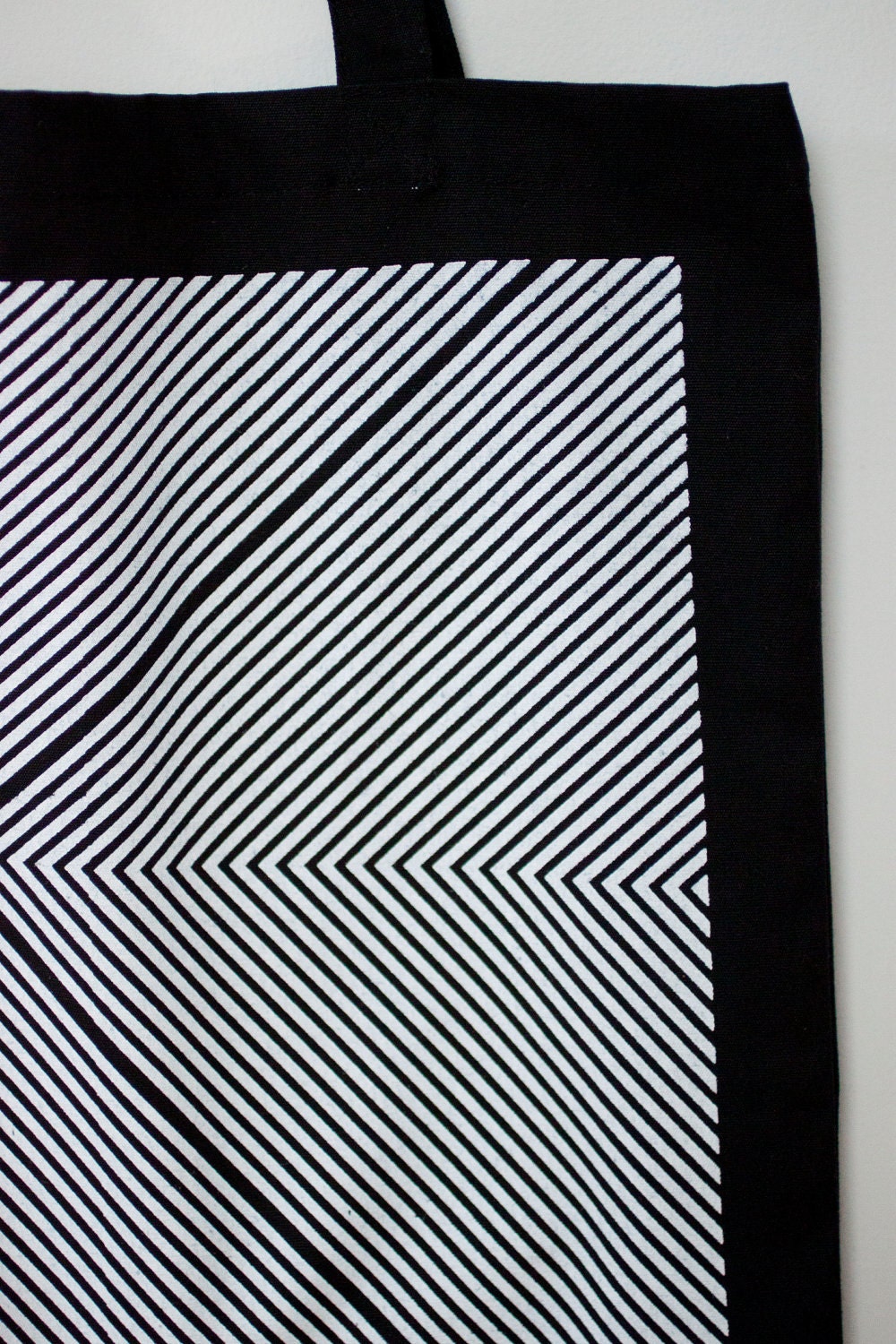 Four Corners Hand-Printed Tote in Black and White