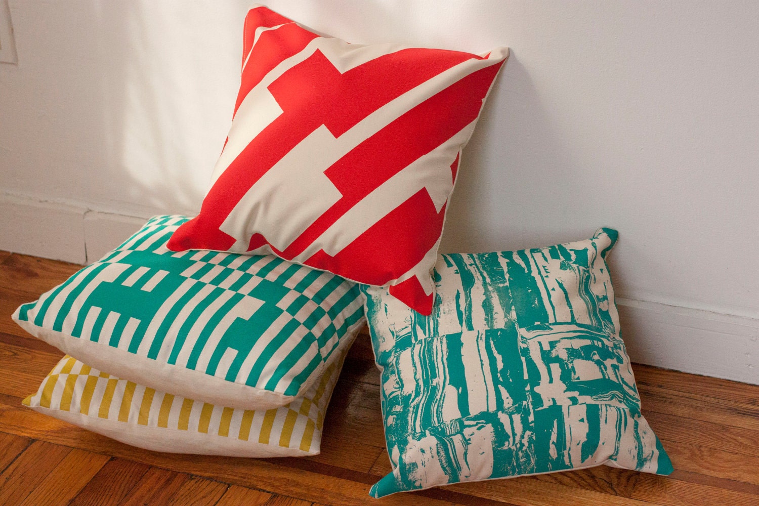 Shore Drive Hand-Printed Pillow Cover in Red