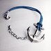 Ocean Blue Leather Bracelet With Anchor charm bracelet