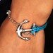 Ocean Blue Leather Bracelet With Anchor charm bracelet