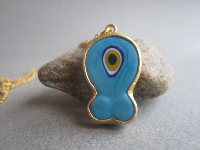 Evil Eye Baby Blue Fish Necklace