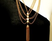 Multistrand Gold Pearl Necklace & Earrring Set