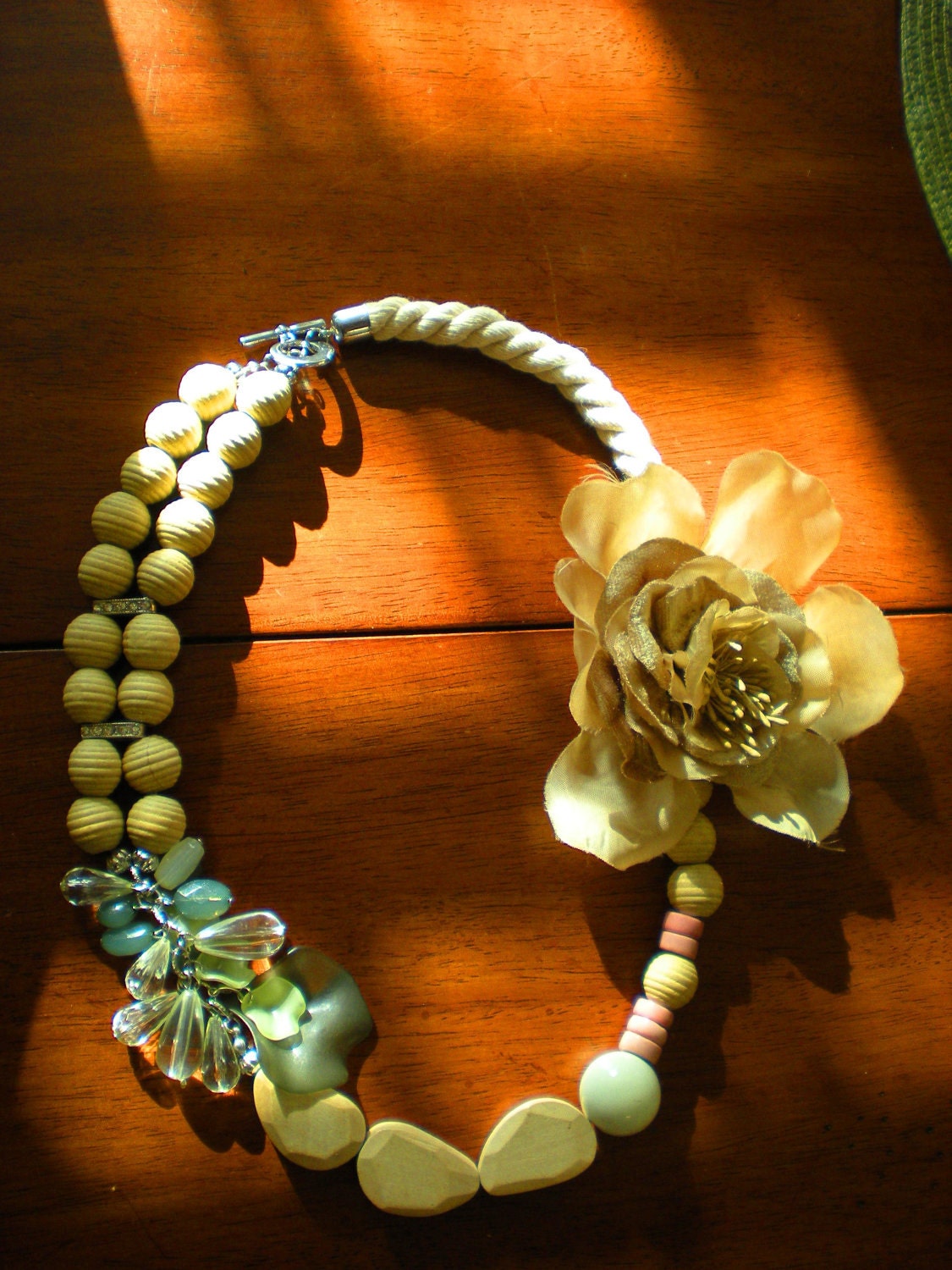 Silk Flower Bib Necklace