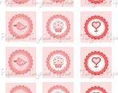 Personalized Valentine's Day Favor/Treat Tags -- Birds, Cupcakes, Hearts -- Printable