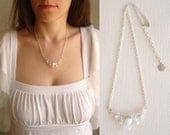 Crystal Necklace, Beaded Necklace, White, Everyday Necklace, Romantic Necklace, Feminine Jewelry, Everyday Jewelry, Simple Necklace, Modern