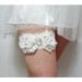 Pearls and rhinstone with cream rose on white lace garter