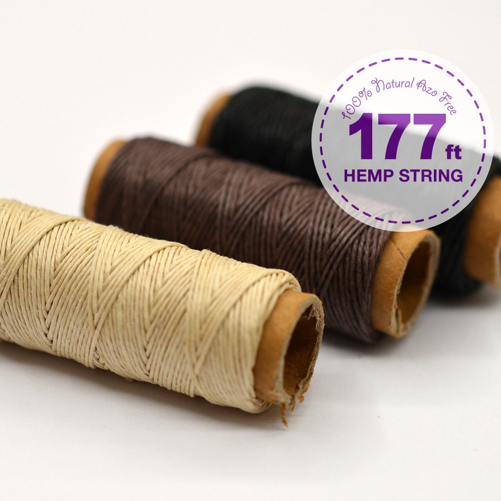 Hemp Cord, Chocolate Brown, Beige, Black, 0.5mm, 10lb, Bead Cord, Hemp Thread, Colored Hemp Twine