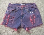VTG levis 515 denim cut off shorts size 4 waist 29 1/2 inches  frayed ripped  hand dyed fuchia
