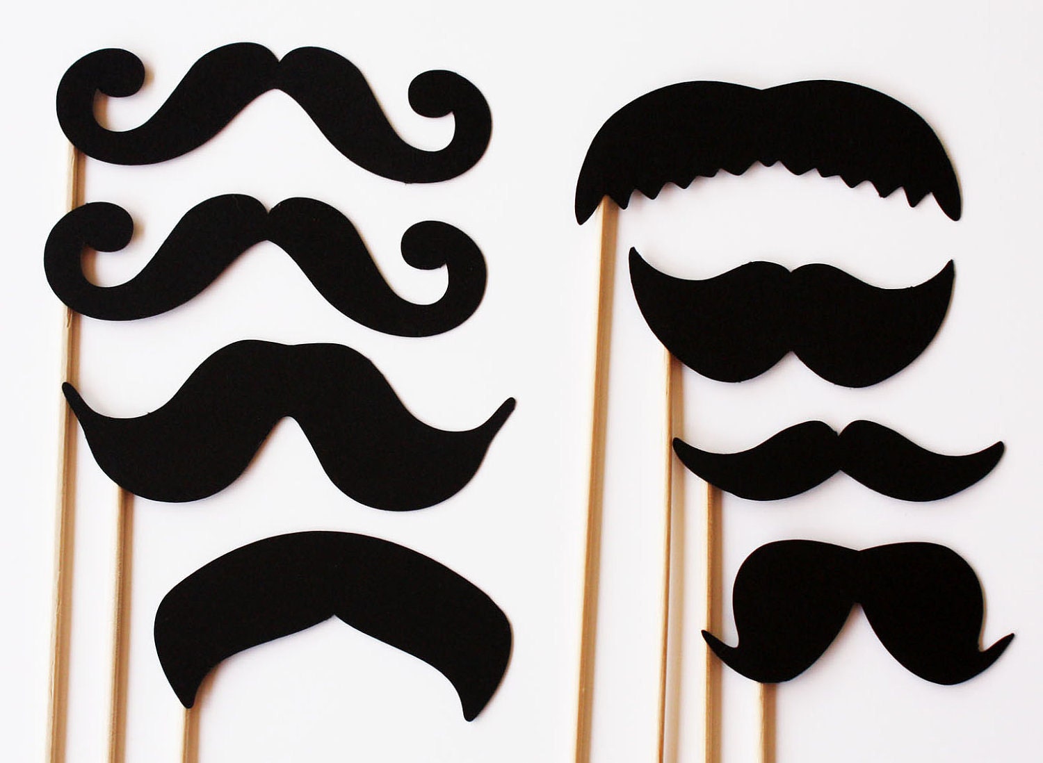 Mustache On a Stick - 8 Piece Set - Photo Booth Props