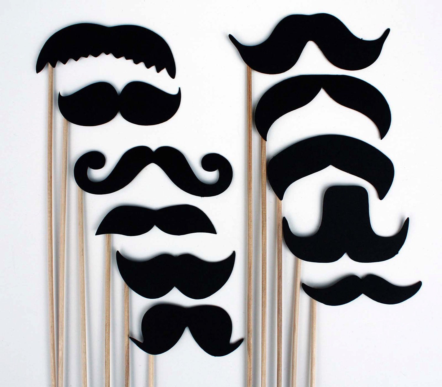 Mustache On a Stick - 11 Piece Set - Photo Booth Props