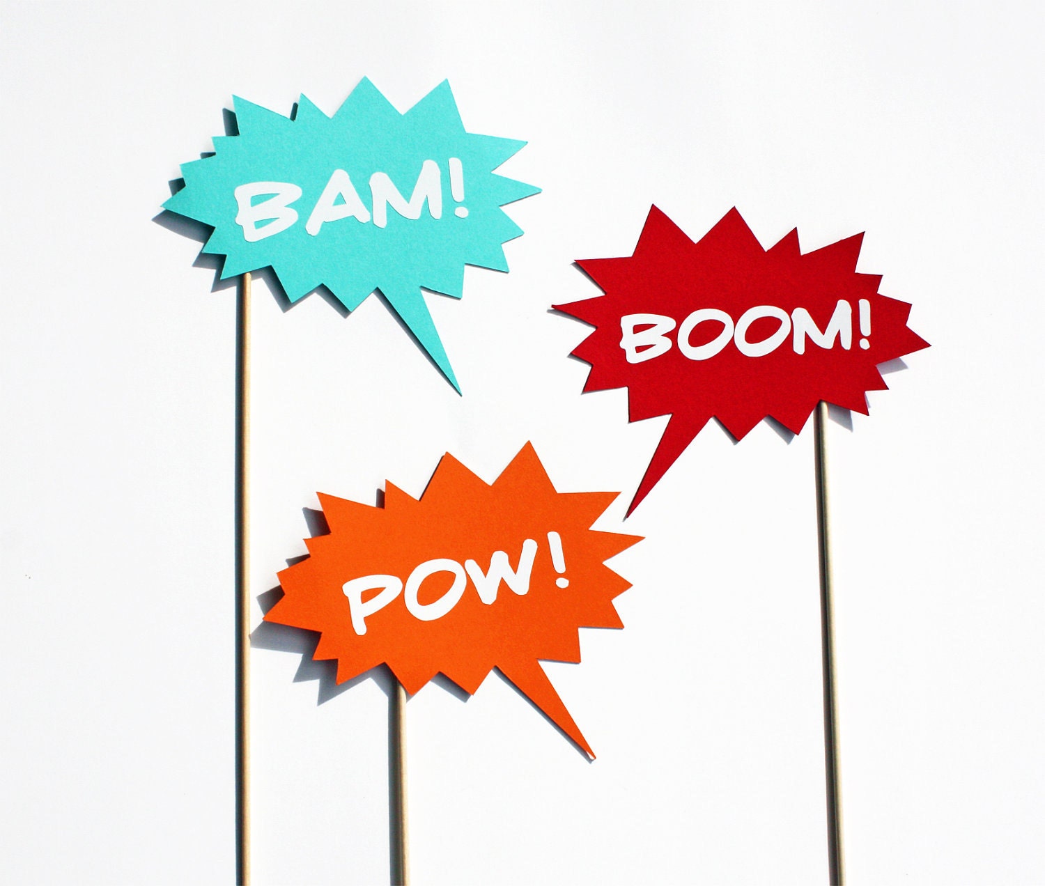 Photo Booth Props - 3 Speech Bubbles - Comic Book Party Props