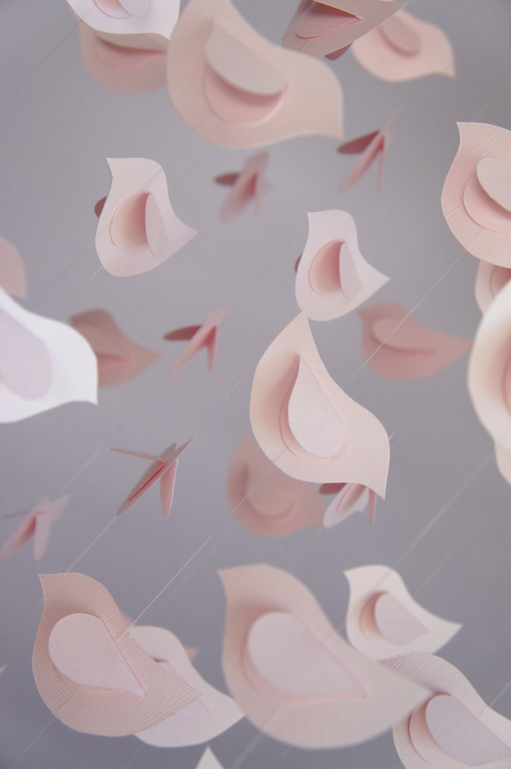 Pink Girl Nursery- Bird Mobile, Nursery Decor, Baby Girl Shower GIft, Wedding Decor