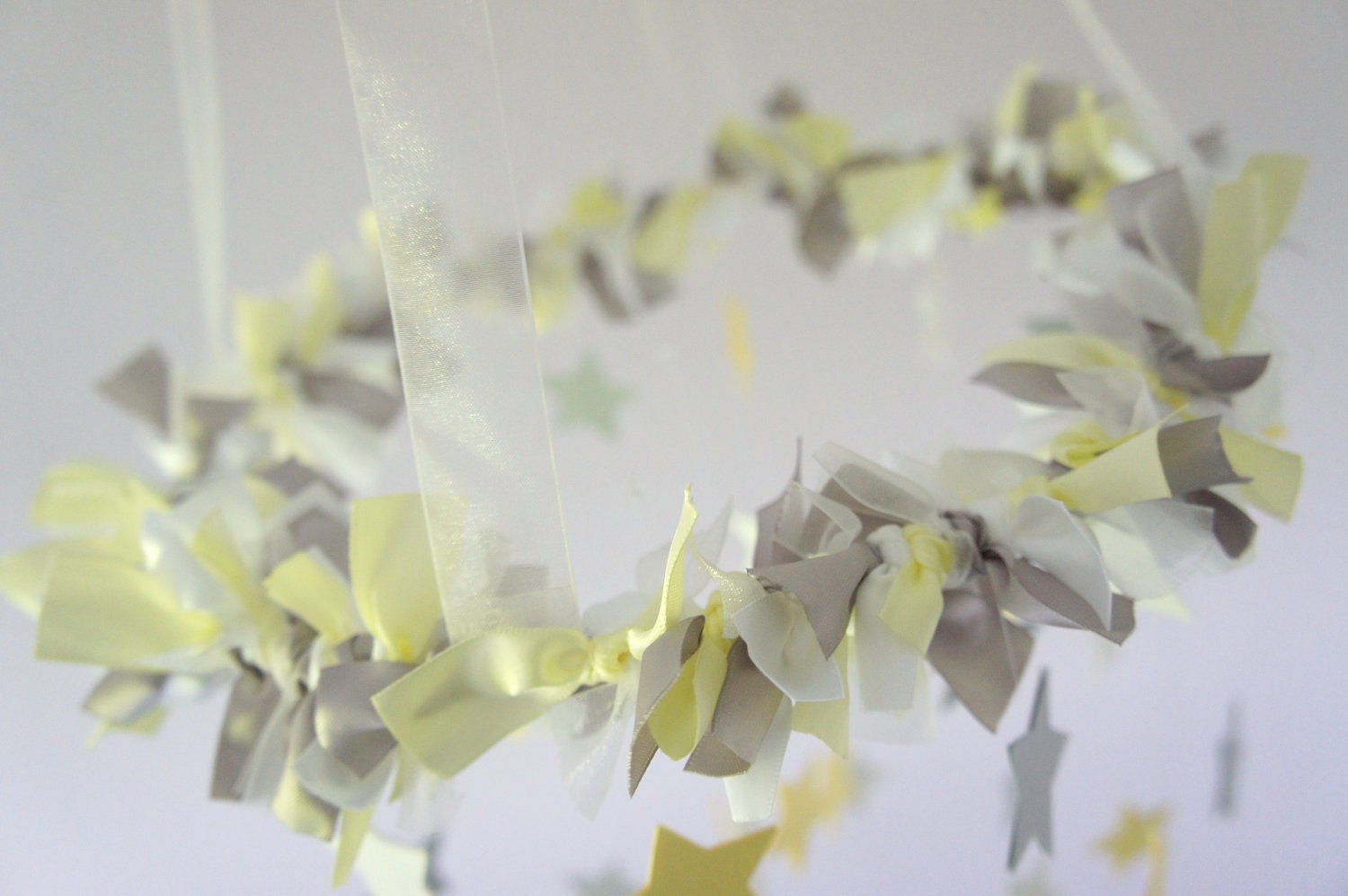 Yellow & Gray Star Nursery Mobile- Alexander Pottery Barn Bedding, Neutral Nursery Decor, Baby Shower Gift