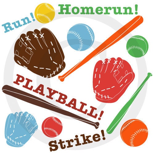 Baseball Clip Art for Scrapbooking, Making Birthday Invitations and Favors