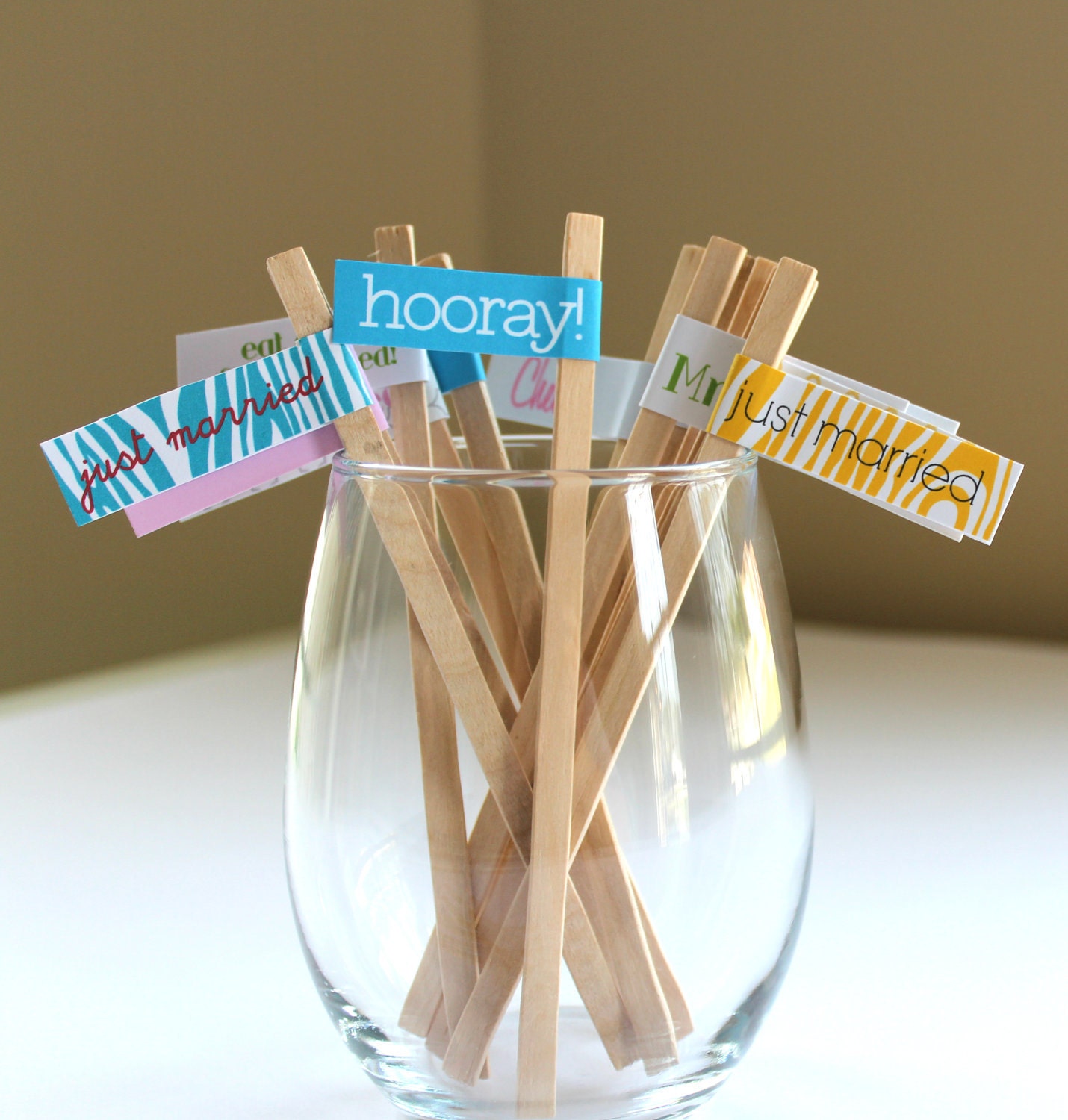 CUSTOM drink flag and stir stick - set of 25