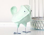 Willa - Fabric Bird in Vintage Soft Mint Green, Wedding Cake Topper Love Bird, Baby Girl Nursery, Spring Winter Home Decor - Made to Order