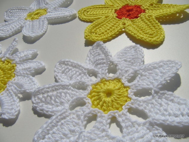 PDF Instant Download Daisy Flowers Crochet Pattern, Beautiful Crochet Chamomile Flowers, Daisy Flowers Lyubava Crochet Pattern number 22