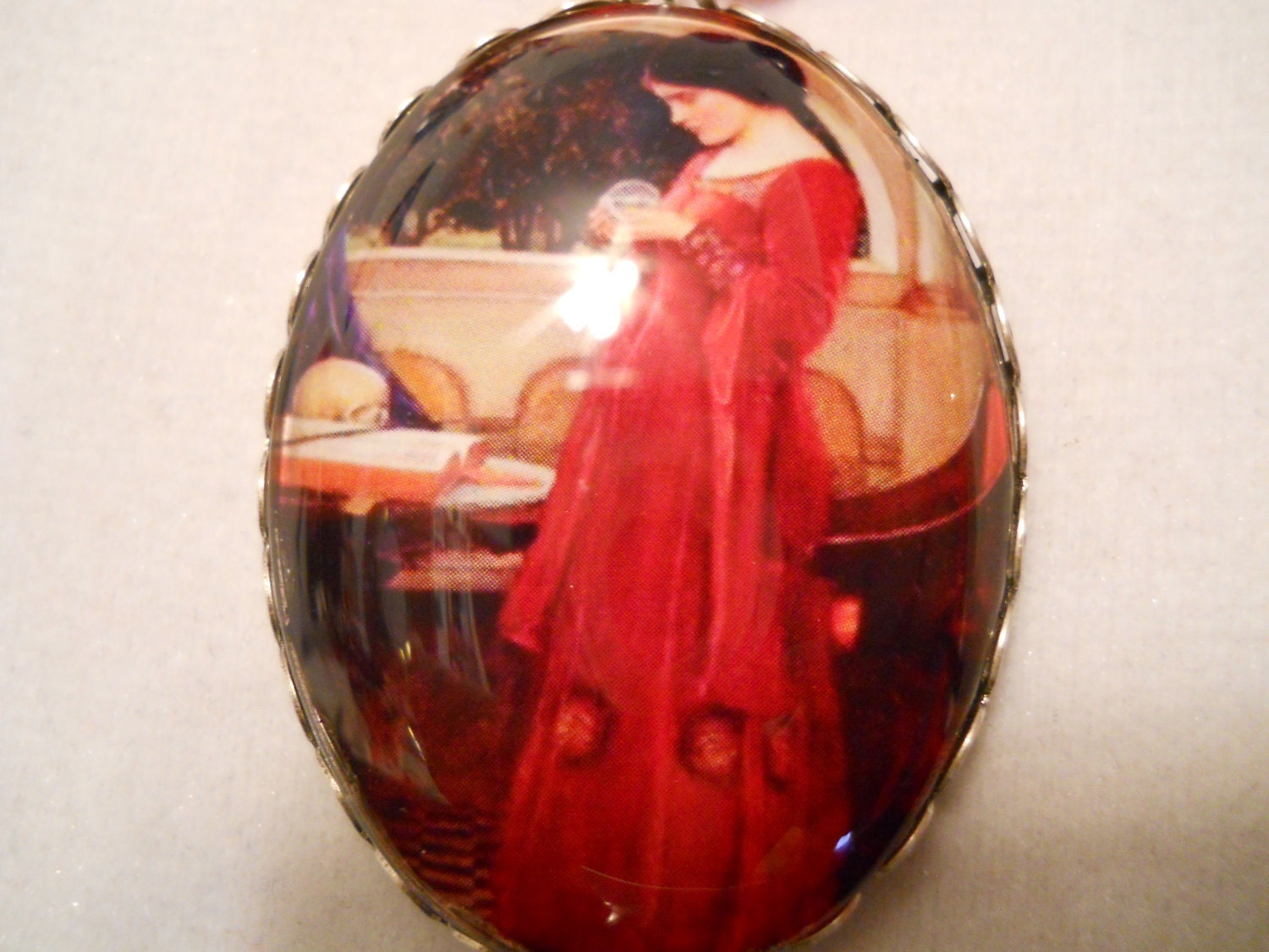 Pre-Raphaelite, Waterhouse, Necklace, Red, Crystal Ball, Goth, Victorian, Edwardian, Garnet, Black, Onyx, Pearl, Crystals