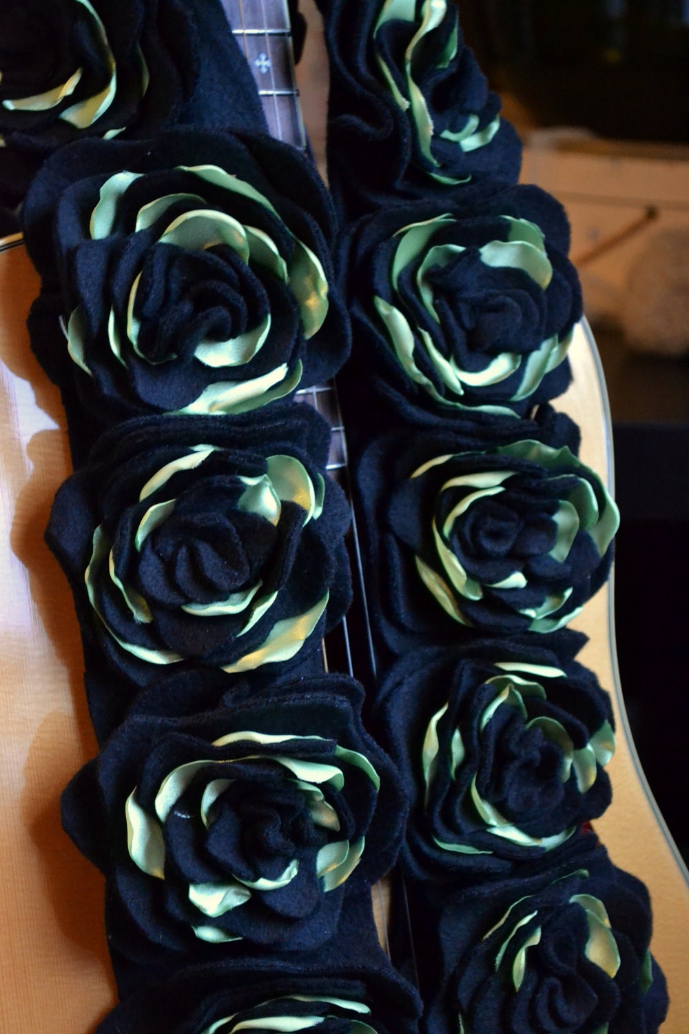 Fleece Flower Winter Scarf with Satin (Multiple Colors)