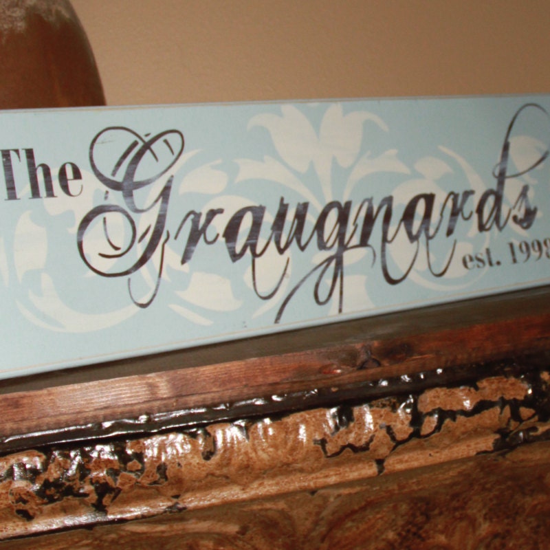 12"x24" Personalized Family Name Established Wood Sign - custom wood sign, hand painted and distressed