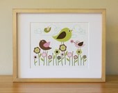 Bird . Baby Nursery Wall Art .  Children Wall Art