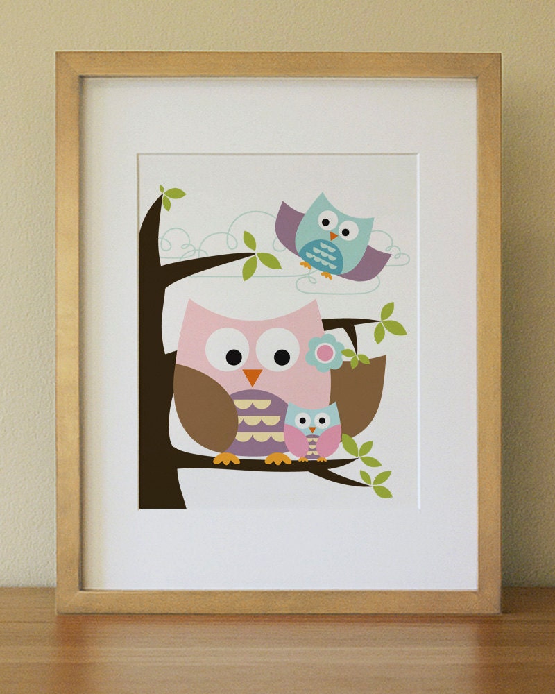 Owl . Baby Nursery Wall Art . Children Wall Art
