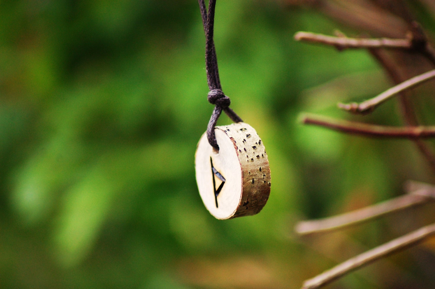 Birth Rune Pendant, Thurisaz 29th July 3rd August, Pyro on Ash.