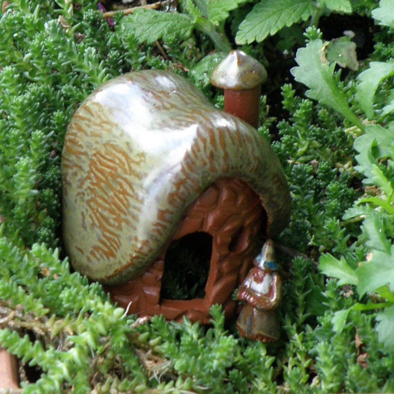 Gnome Home 5 - Tiny Pottery Sculptures for Miniature Gardens, Fairy Garden, Terrarium, or Dollhouse