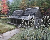 Note cards, Rustic Log Cabin, Noah Bud Ogle Cabin, 4 Pack with Envelopes