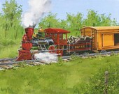 Personalized, Train art,Fine Art Print, childrens wall decor