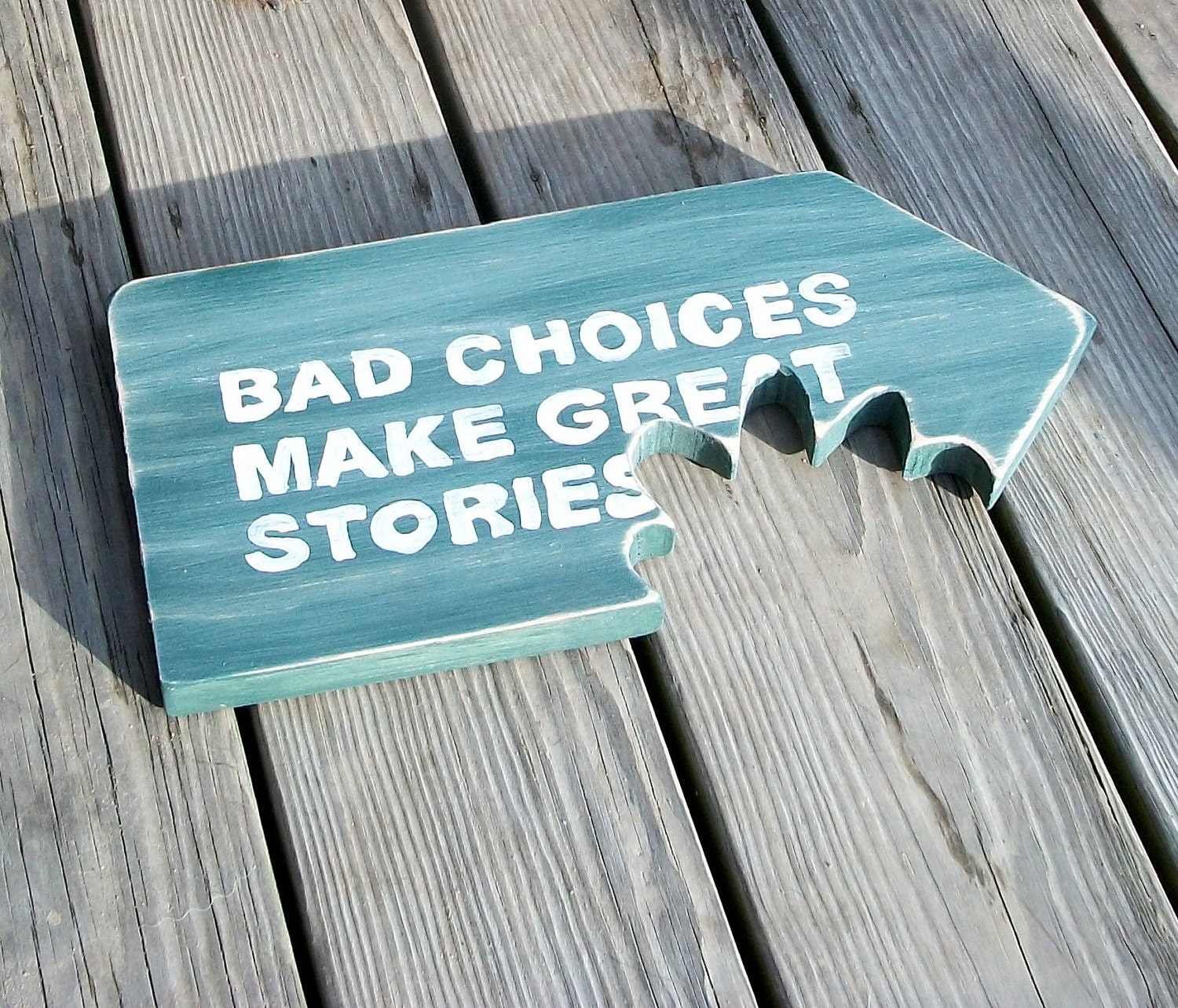 Tiki Hut Sign, Beach Bar, Man Cave, Distressed, Rustic, Bad Choices Make Great Stories, Chomp, Free Shipping