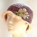 Hat  -  Crochet  Cloche  -  Purple  Cream  -  Flower Appliqué  -  Pima Cotton